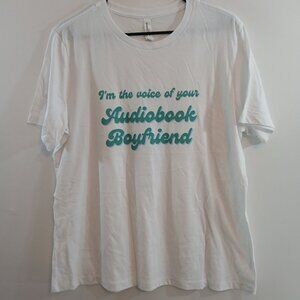 Bella + Canvas White "Audiobook Boyfriend" T-Shirt XL